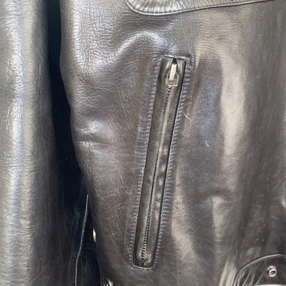 Phat Farm Women Black Leather Motorcycle Size XL Discount 4 Damage Zipper $500+‎